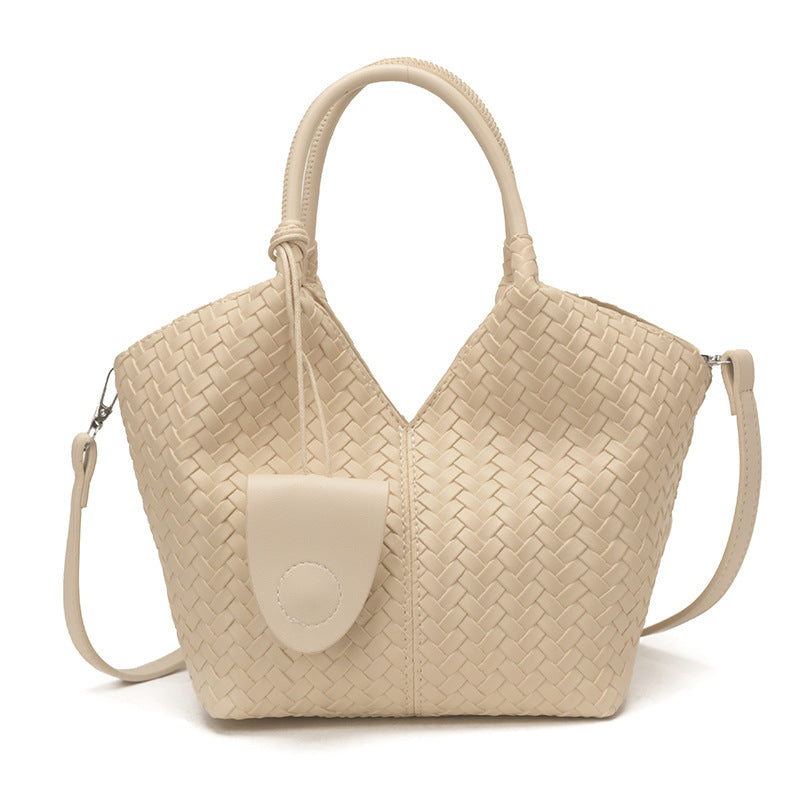 Women's Niche Texture Large Capacity Simple Woven Vegetable Tote Bag