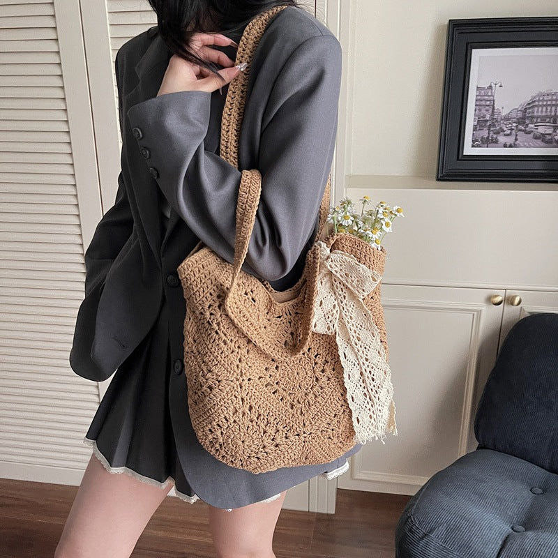 Women's Large Capacity Woven Summer Seaside Holiday Tote Bags