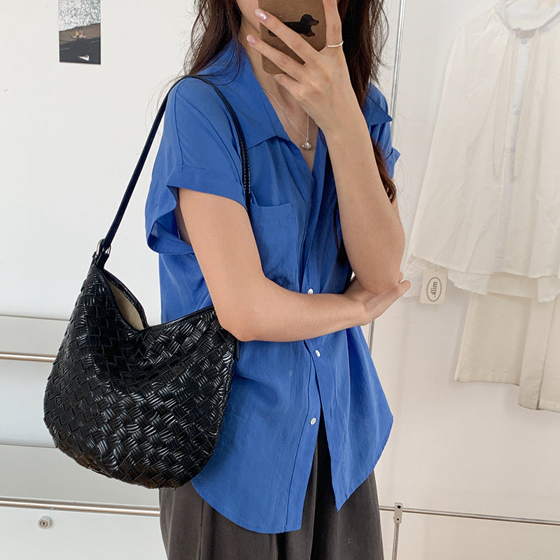 Women's Summer Authentic Leather Weave High Sense Bags