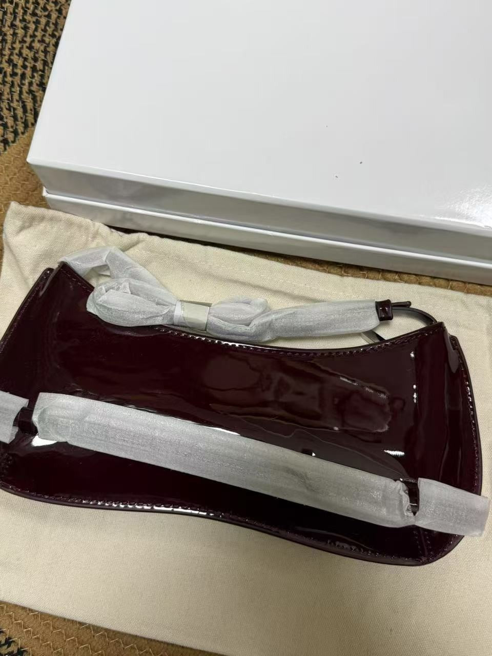 Women's Correct Letter Patent Leather Baguette Premium Underarm Bag