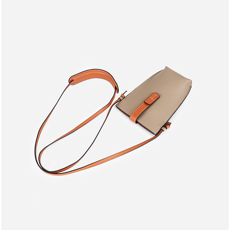 Women's Leather Mini Simple First Layer Cattlehide Mobile Phone Bag