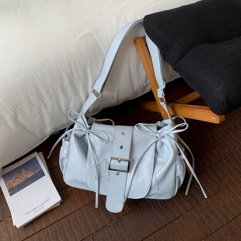Sweet Cool Style Drawstring Female Design Pleated Underarm Women's Messenger Bag