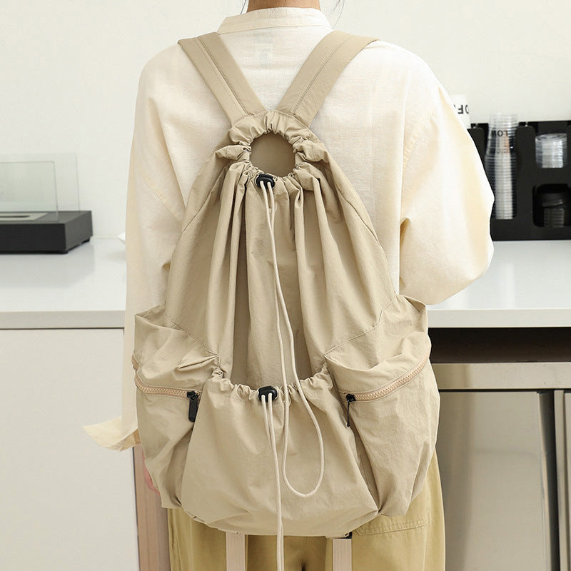 Leisure Artistic Canvas Fashionable Pleated Nylon Backpacks