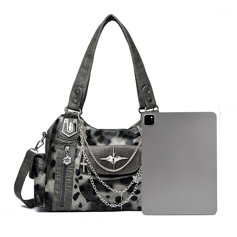 Women's Retro Washed Unique Hot Fan Bike Packet Large Capacity Women's Handbag
