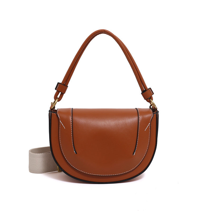 Women's Solid Color Saddle Trendy Retro Women's Handbag