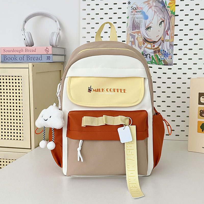 Good-looking Large Capacity Junior High Class Dopamine Style Simple Leisure Backpack