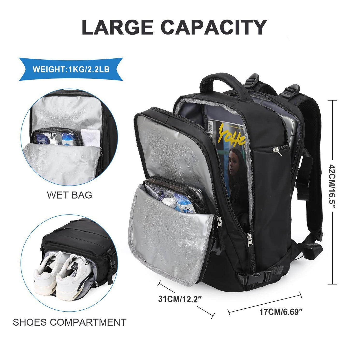 Women's & Men's Logo Airline Approved Carry-on Flight Waterproof Leisure Backpack