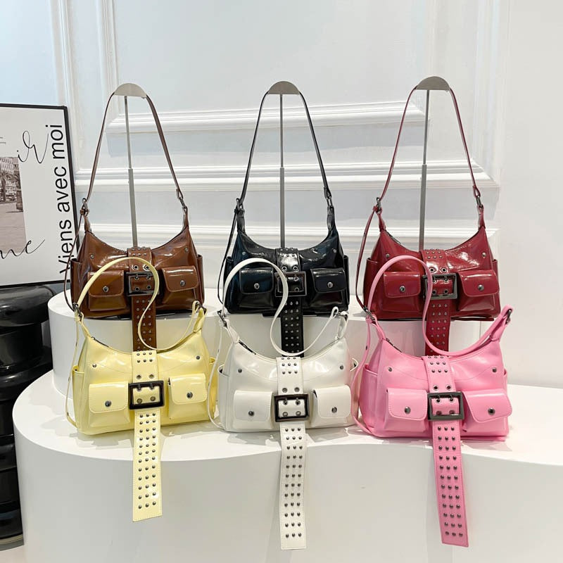 Designer Punk Hot Rivet Fashion Motorcycle Underarm Bag