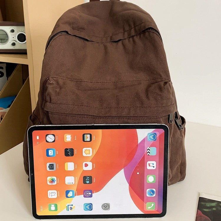 Large Capacity Retro Style Washed Canvas Women's Backpack