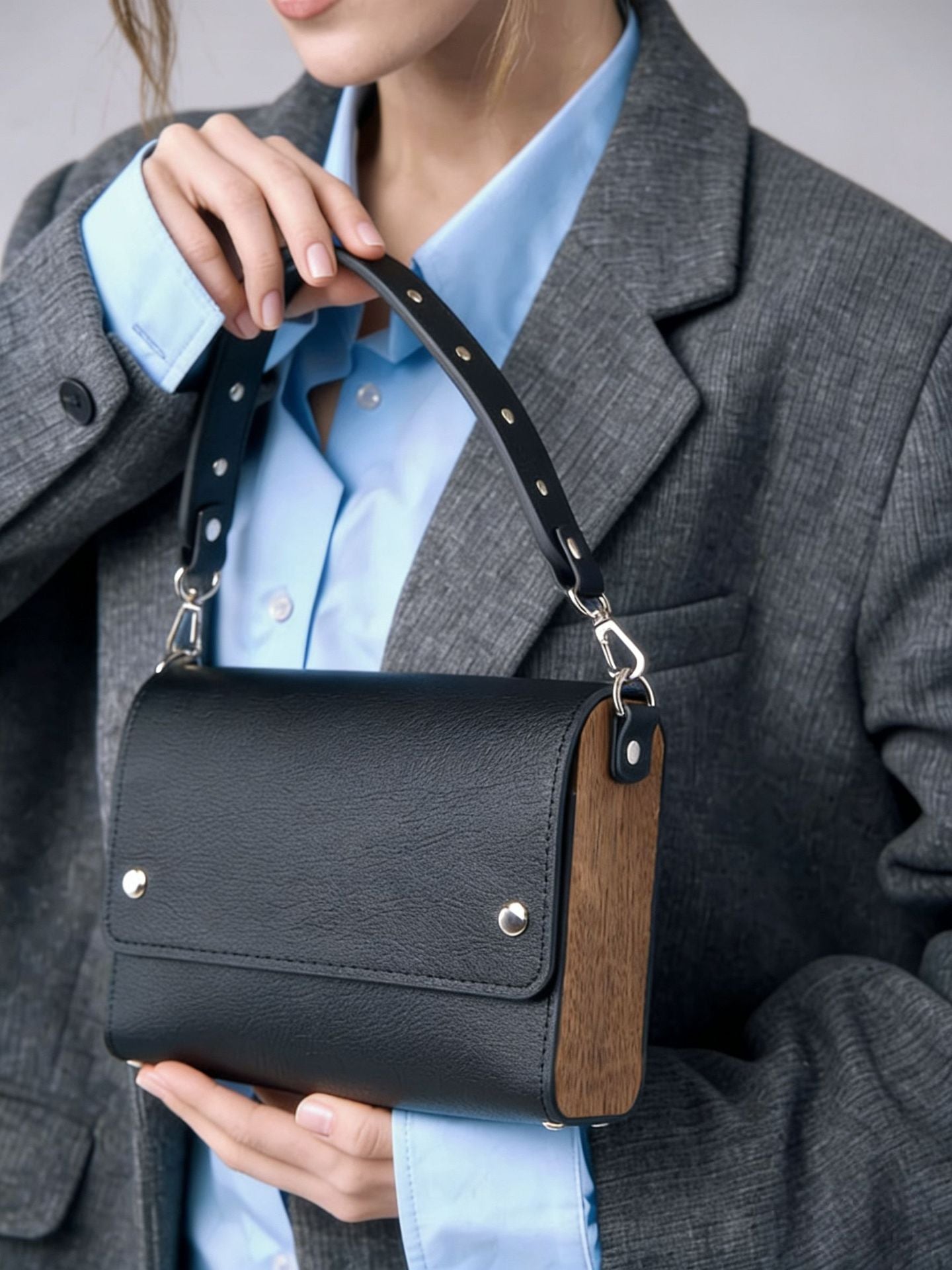 Fashion Popular Wood Lychee Pattern Box Bags