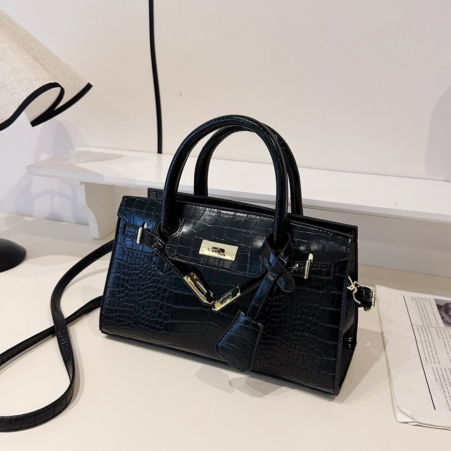 Women's Fashion Crocodile Pattern Kelly Trendy Light Bags