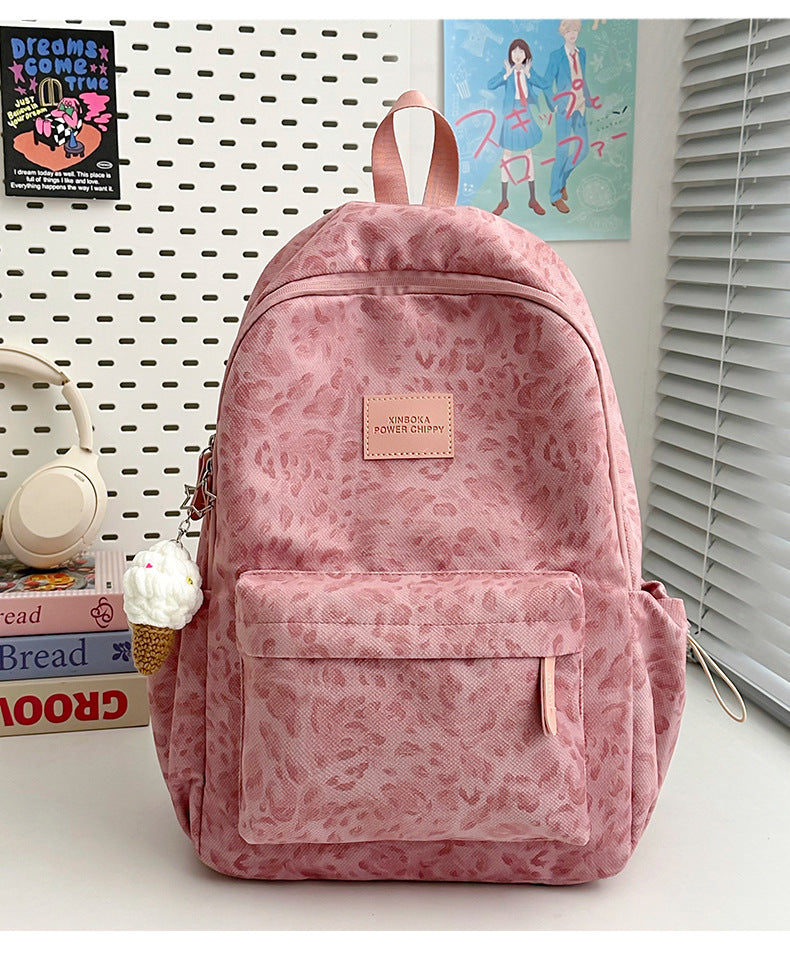 Good-looking Leopard Print Sweet Junior Campus Leisure Backpack