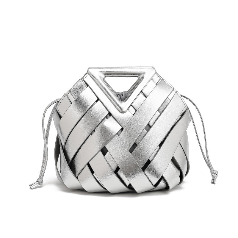 Women's Basket Magnetic Fashion Triangle Woven Clip Large Women's Handbag