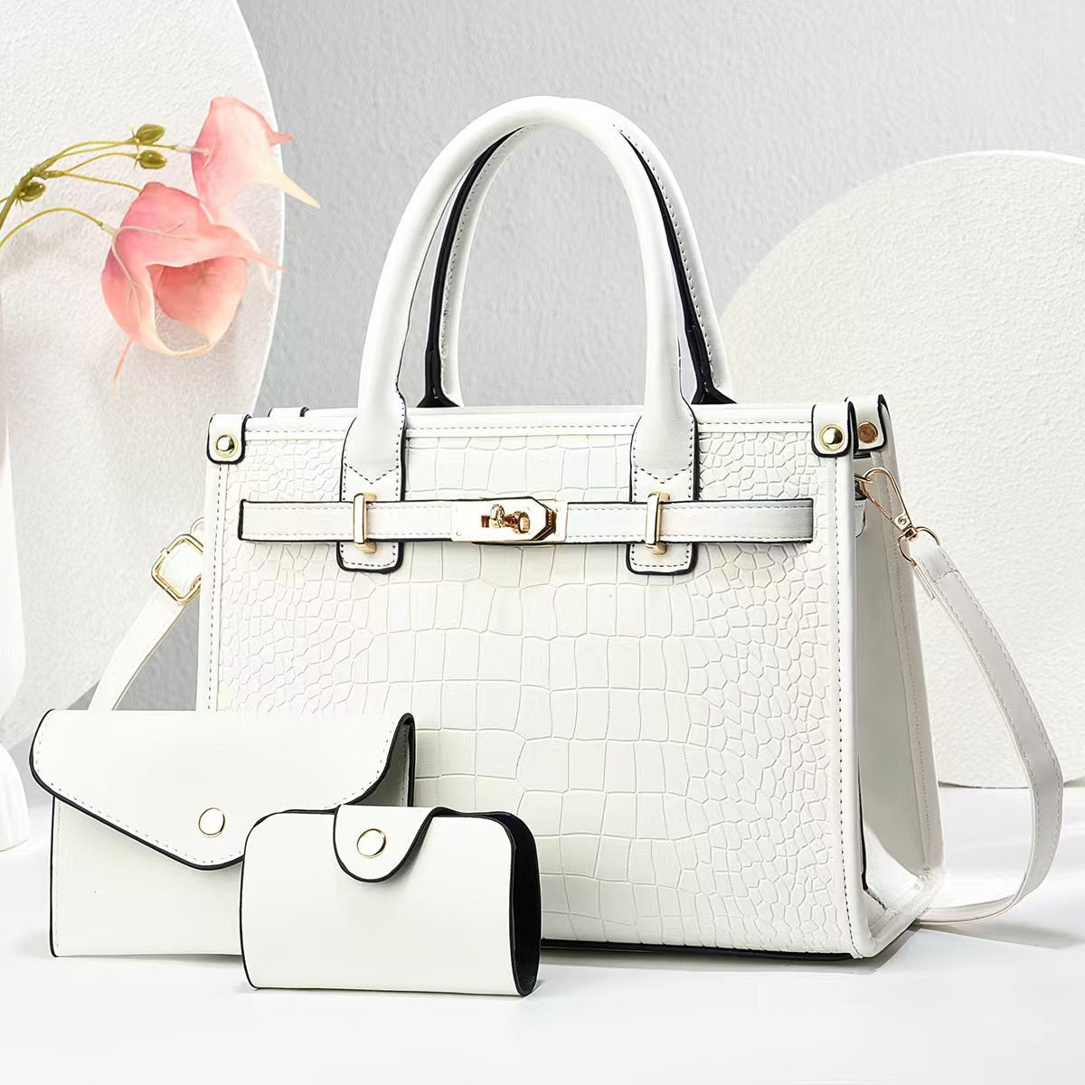 Three-piece Crocodile Pattern Large Fashion Elegant Birthday Handbags