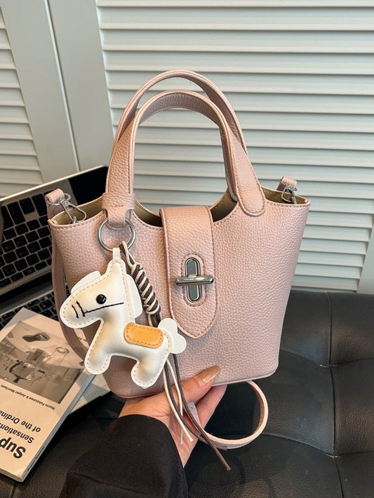 Niche Solid Color Design Advanced Sweet Western Style Trendy Bucket Bag