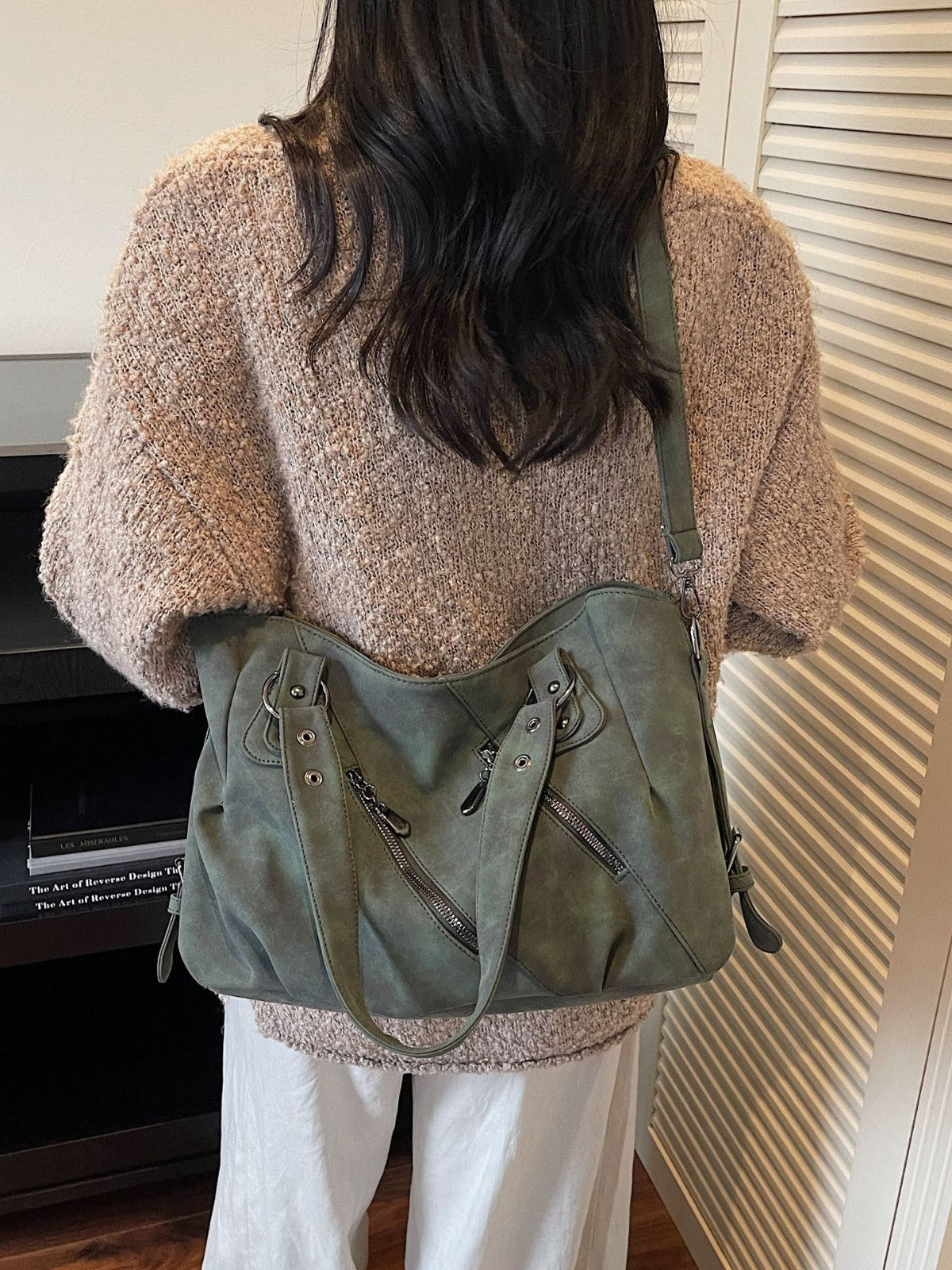 Large Capacity American Retro Frosted Commuter Tote Bag