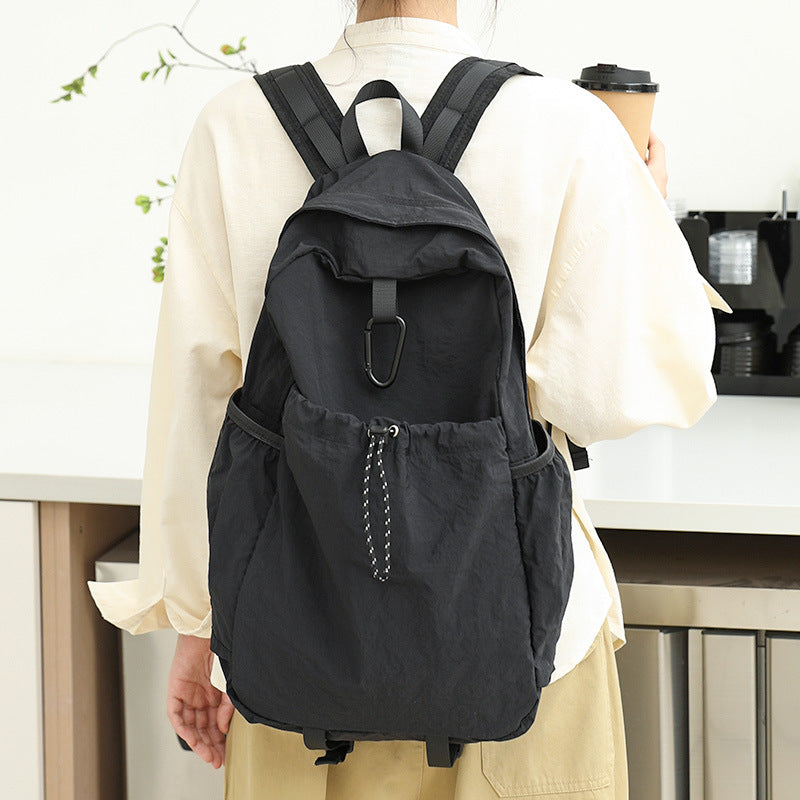 Leisure Artistic Canvas Versatile Fashion Pleated Nylon Drawstring Oxford Backpacks
