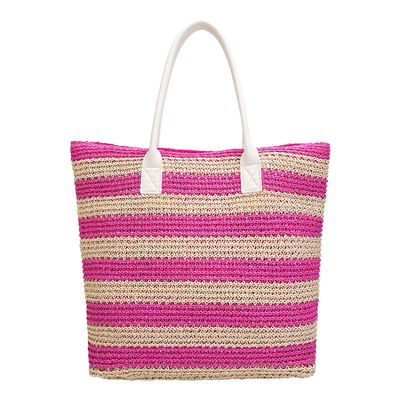 Summer Large Capacity Striped Seaside Vacation Portable Women's Shoulder Bag