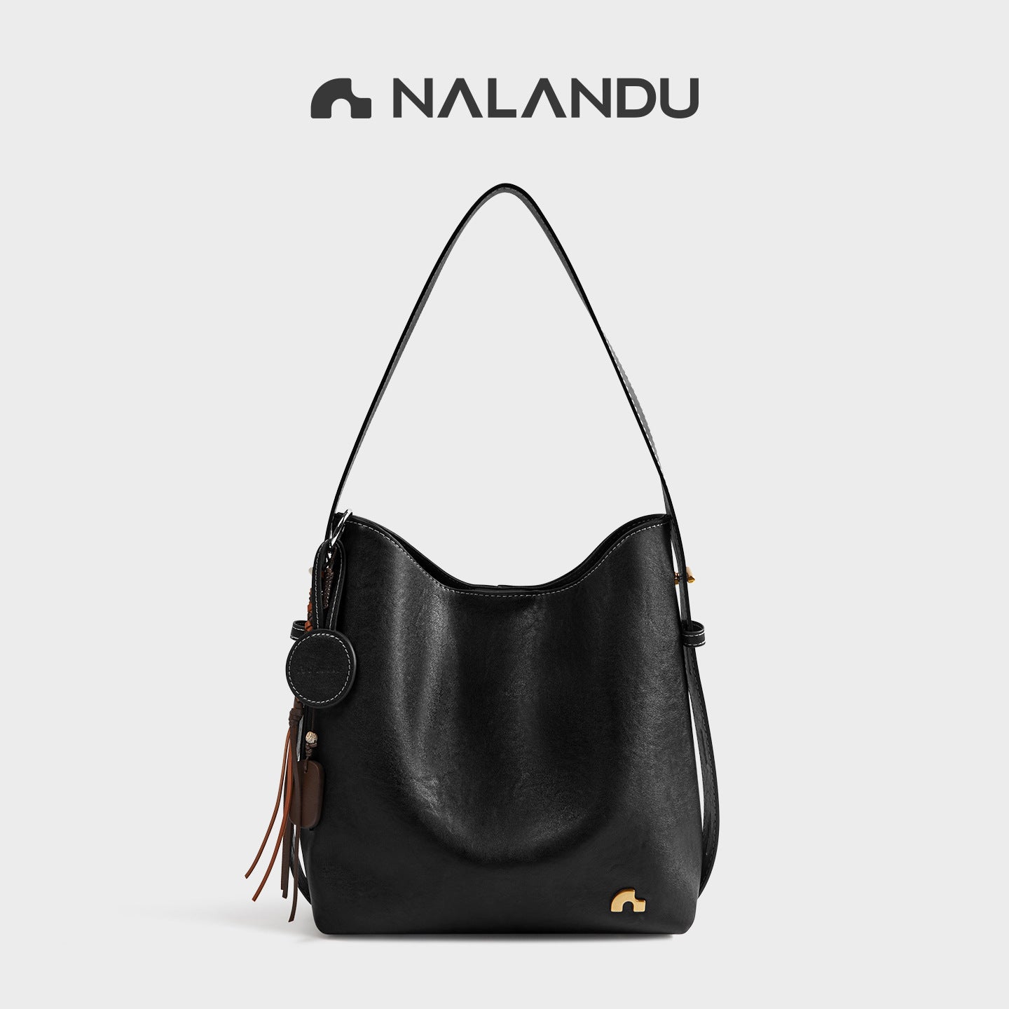 Women's Brown Large Capacity Vegetable Tanned Commuter Bucket Bag