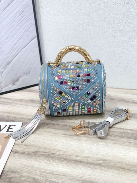 Women's Korean Style Mini Stylish Colored Diamond Rhinestone Exquisite High Sense Bags