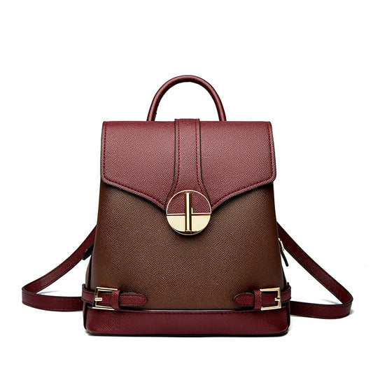 Women's Concentric Trendy Cool Color Scheme Leather Women's Backpack