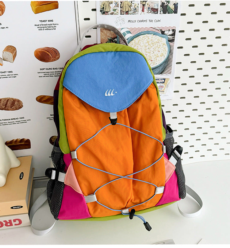 Women's Contrast Color Picnic Korean Lightweight Large Leisure Backpack