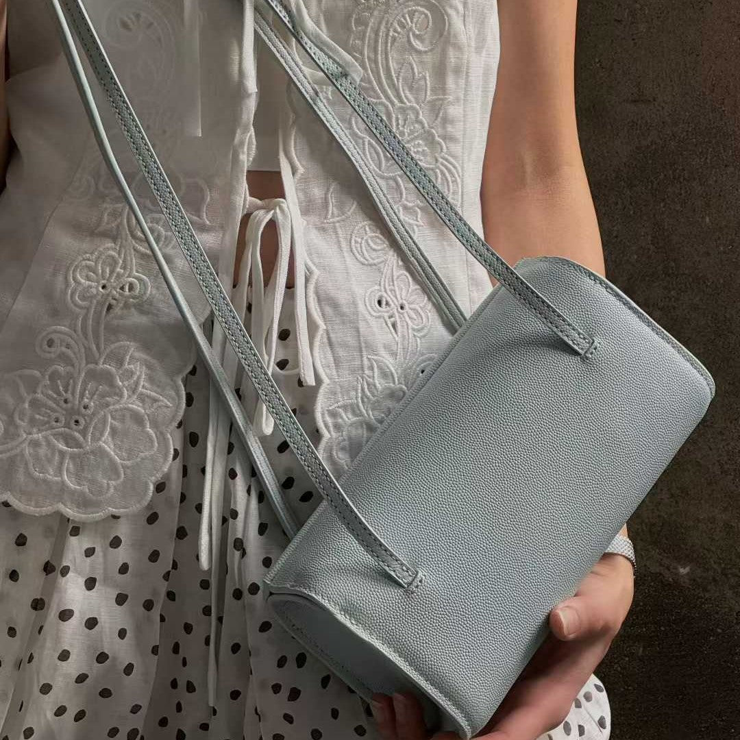 Design Solid Color First Layer Cowhide Box Caviar Women's Shoulder Bag