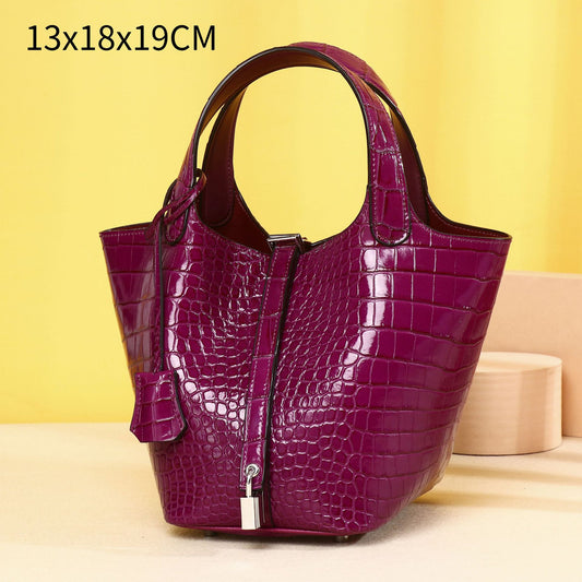 Women's Crocodile Belly Pattern Niche Classic High-grade Portable Bucket Bag