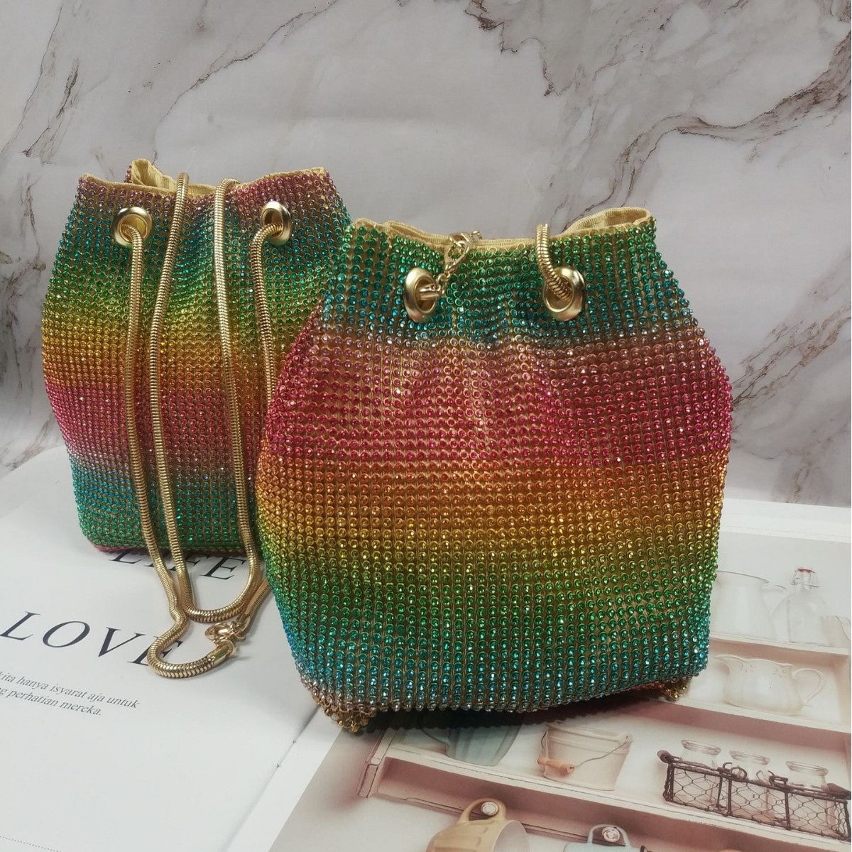 Beautiful Women's Colorful Beach Fashion Rhinestone Women's Shoulder Bag