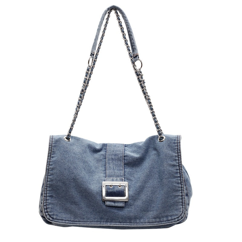 Women's Denim Fashion Large Capacity Chain High-grade Shoulder Bags