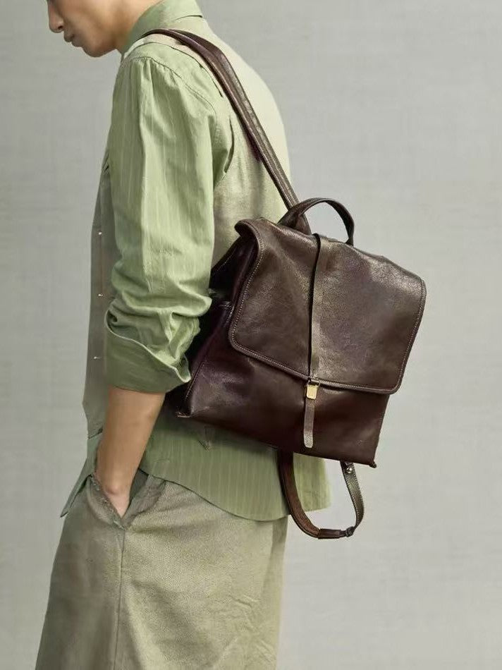 Mountain Vegetable Tanned Sheepskin Series Simple Large Capacity Lightweight Backpacks