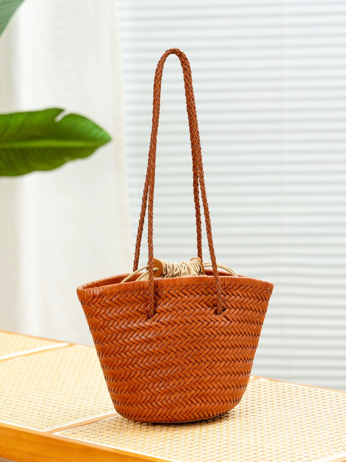 Leather Handmade Woven French Style Retro Bags