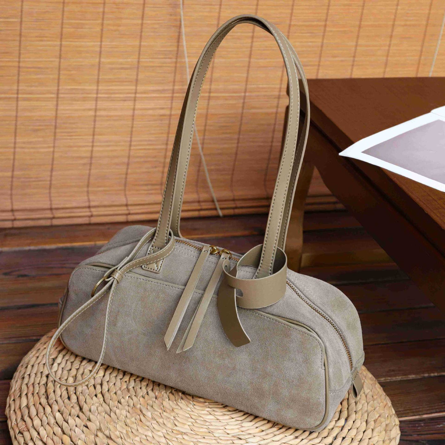 Women's First Layer Frosted Cowhide Boston Vintage Genuine Shoulder Bags