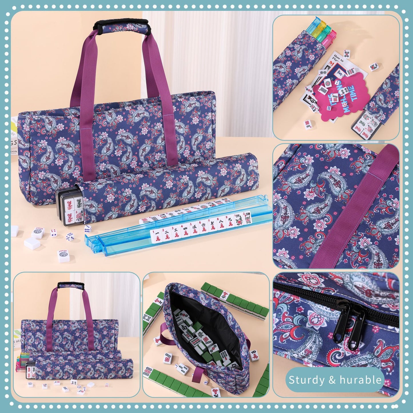 Portable Cashew Mahjong Three-piece Storage Toiletry Makeup Bag