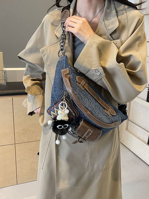 Denim Sail Ethnic Embroidery Trend Dumpling Bags