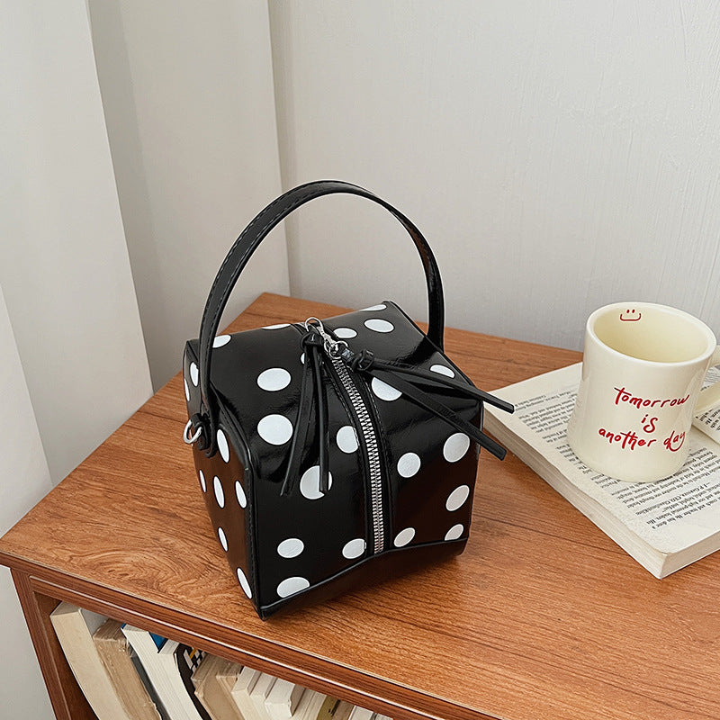 Fashionable Box Polka Dot Western Style Hand Cute French Women's Handbag