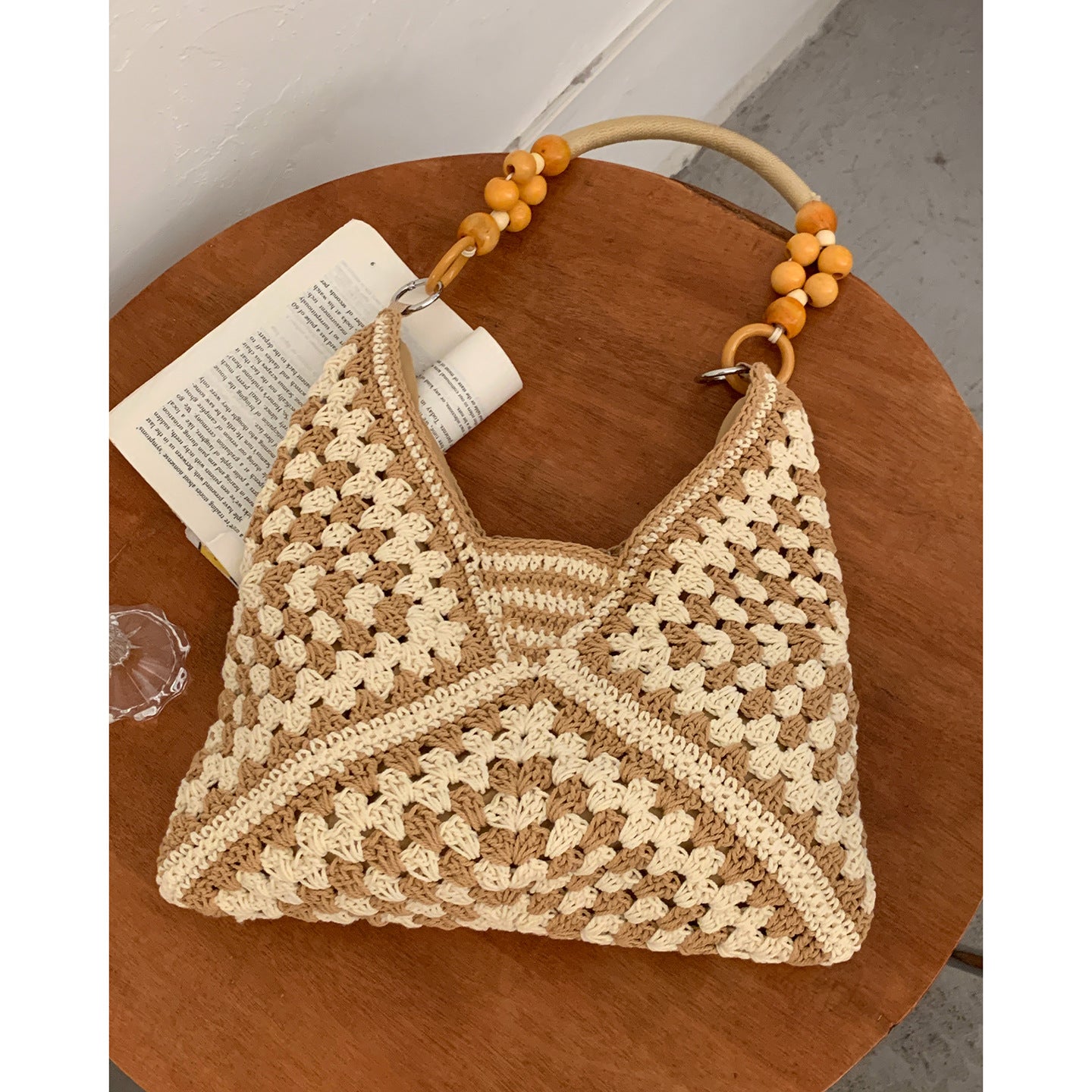 Fashionable Large Capacity Cotton Thread Knitted Niche Texture Underarm Bag