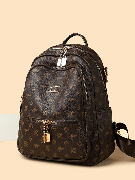 Women's Elegant Retro Fashion Printing Business Large Backpacks