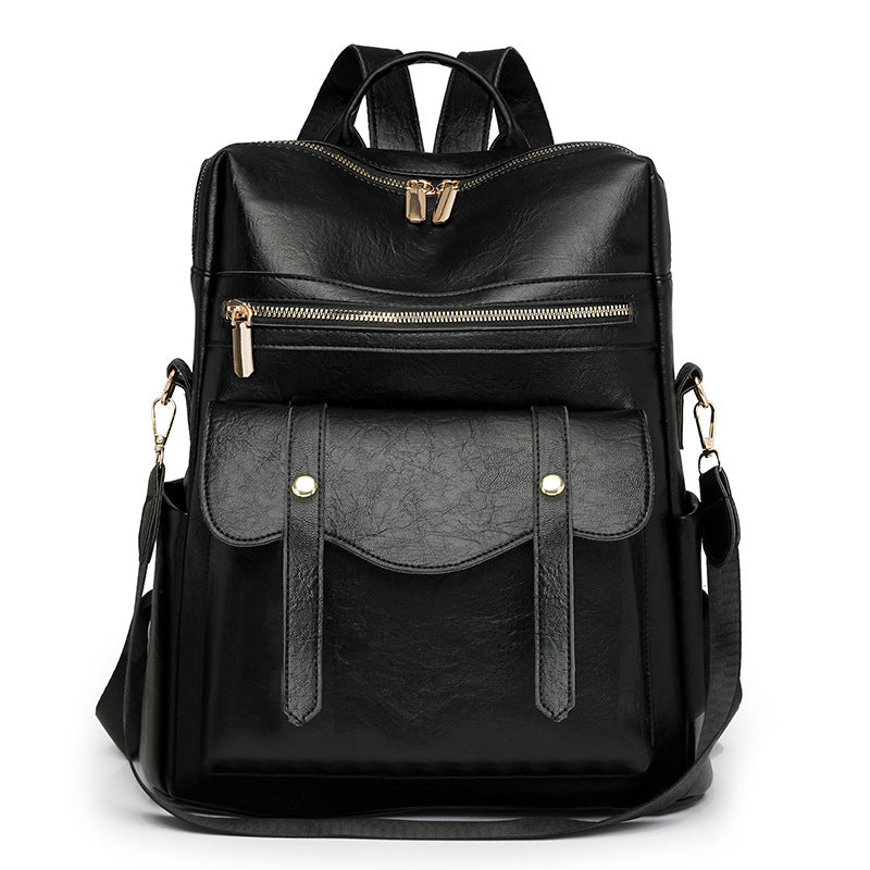 Women's Soft Leather Retro British Fashionable Women's Backpack