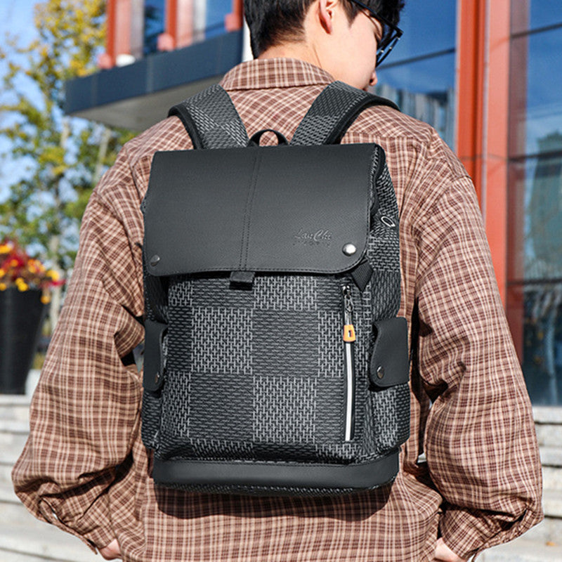 Men's & Women's High-grade Trendy Fashion Plaid Large Capacity Business Computer Trips Leisure Backpack