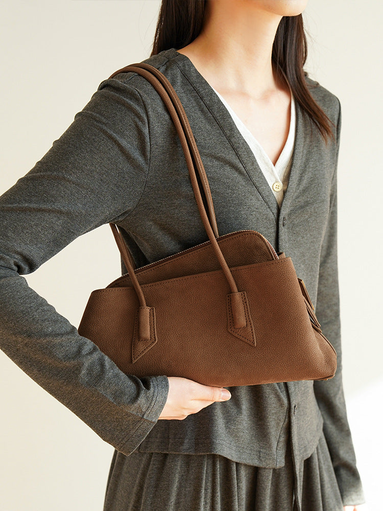 Style Niche First Layer Cowhide Underarm Fashion Irregular Loose Feeling Women's Handbag