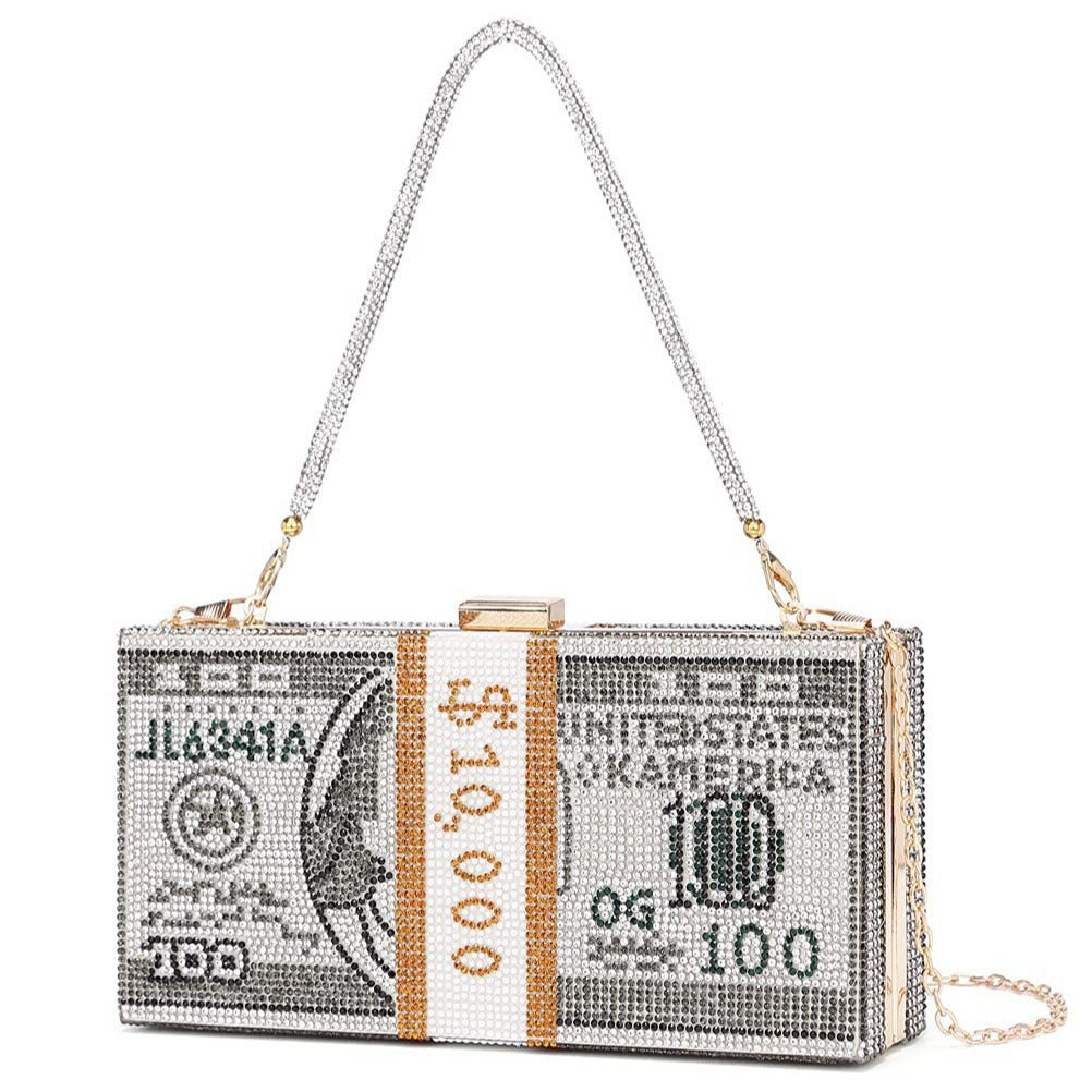 Women's Dollar Full Diamond Usd Dinner Dress Women's Handbag