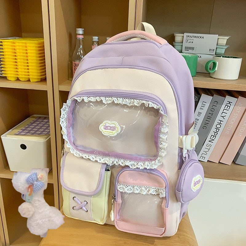 Contrast Color Girlish Preppy Style For Junior Backpacks