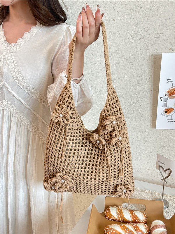 Women's Woven Hand Crocheted Hollow Seaside Holiday Women's Messenger Bag