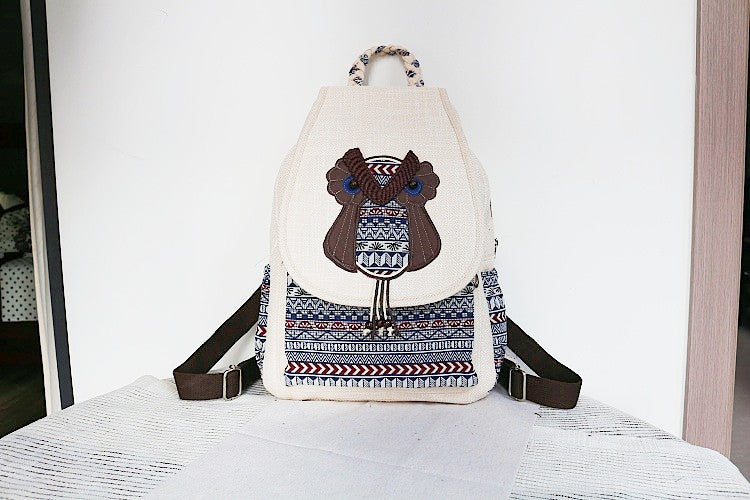 Women's Vintage Printing Wax Line Woven Fresh Women's Backpack