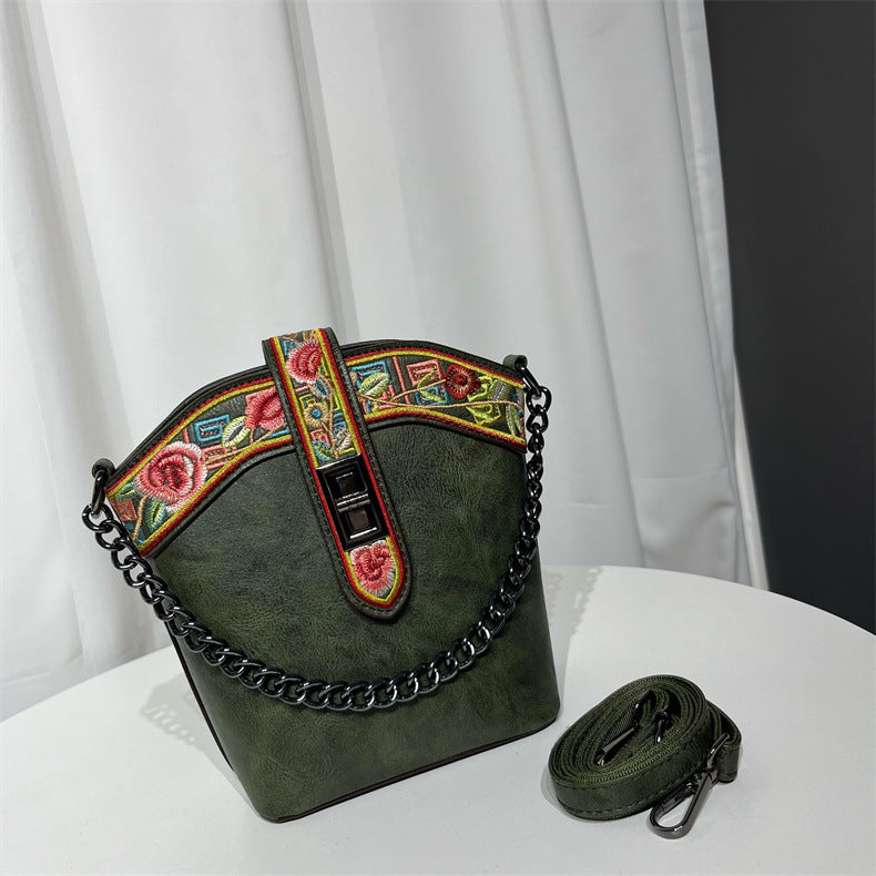 Women's Style Simple Versatile Ethnic Texture Large Shoulder Bags