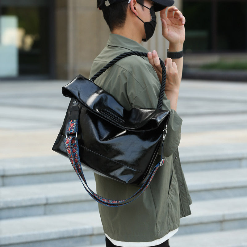 Men's Soft Leather Scottish Fold Female Trendy Tote Bag