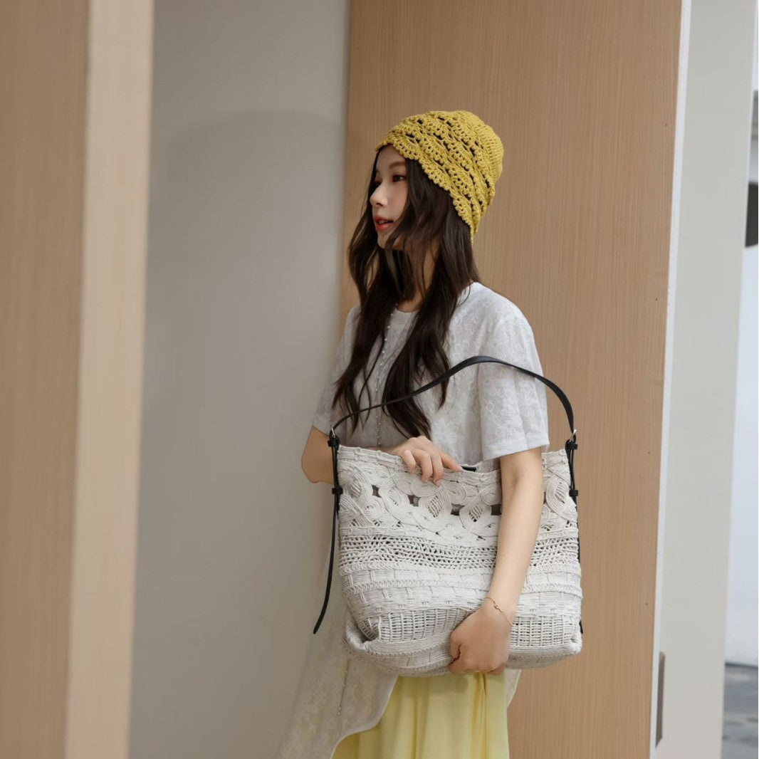 Women's Beach Woven Straw Single Knitted Summer Texture Large Capacity Women's Shoulder Bag