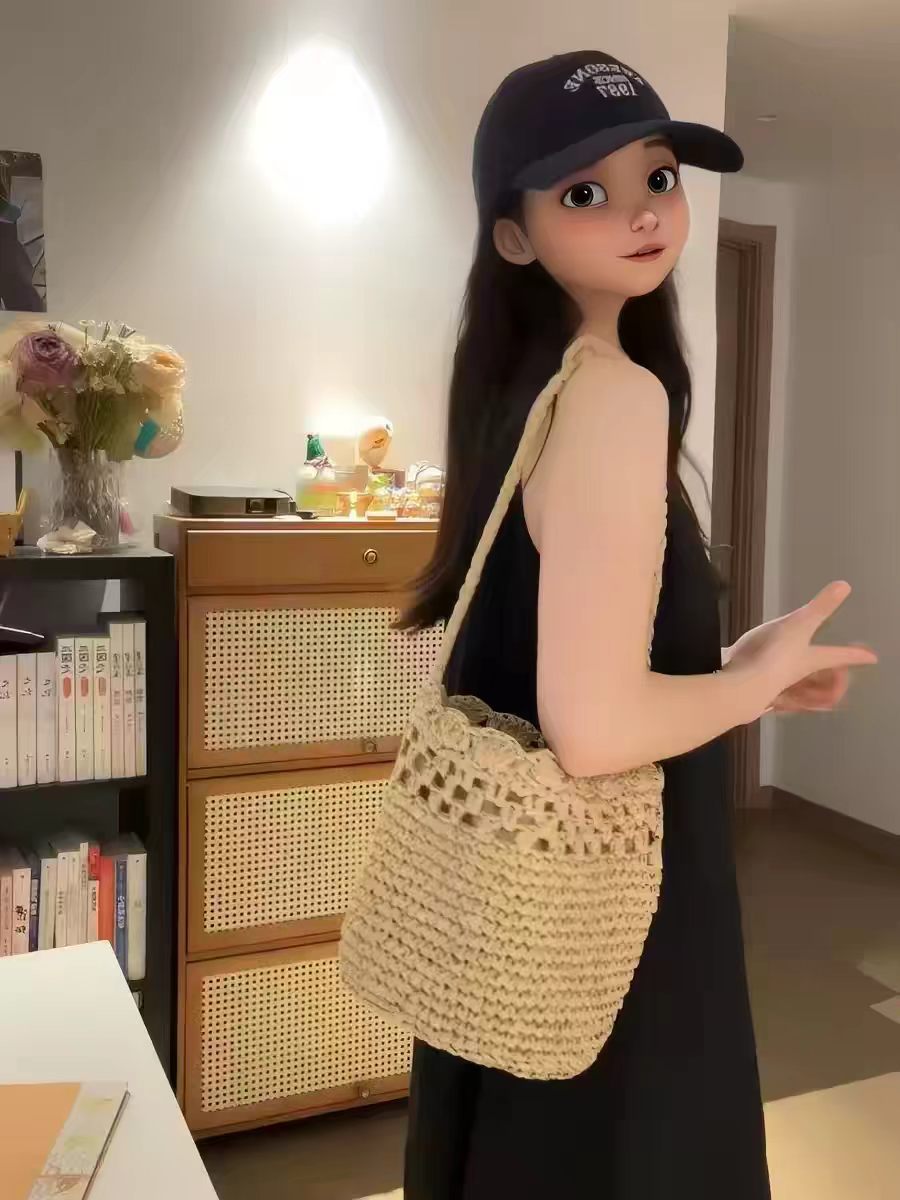 Single Straw Summer Hollow Lace Advanced Women's Shoulder Bag