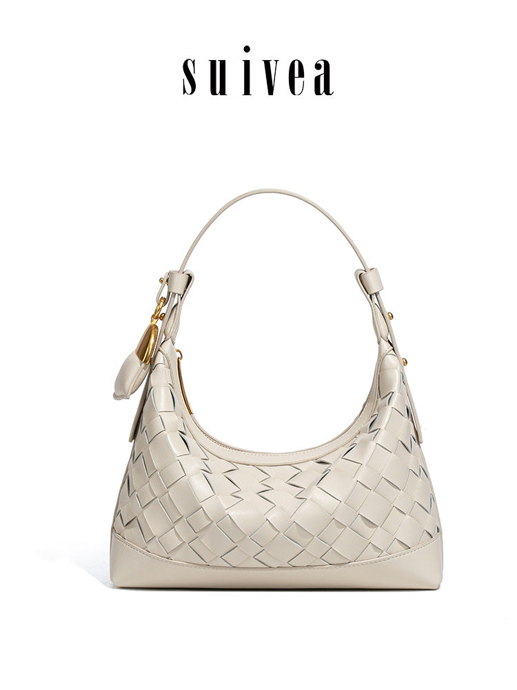 Korean Style Simple Woven Fashion Moon Bags